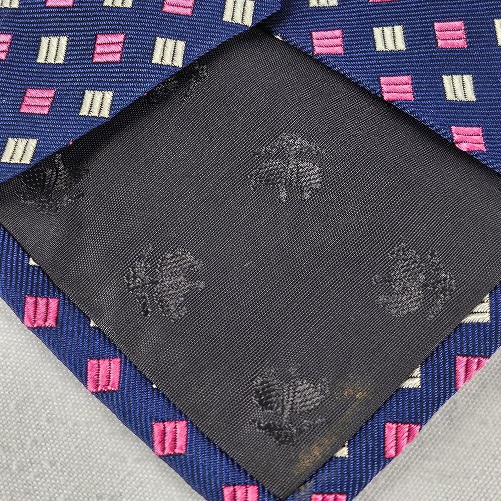 BROOKS BROTHERS MAKERS SILK TIE – BLUE W/ PINK & WHITE PATTERN – 4" WIDTH - Picture 6 of 11